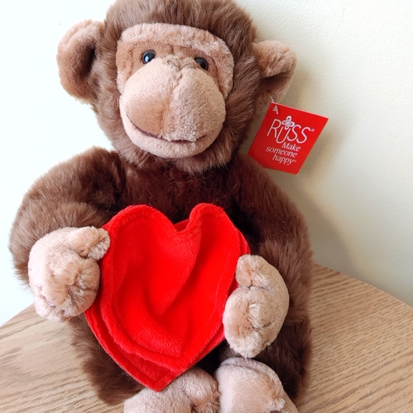 Russ Other - Russ Make someone happy 13" Monkey Plush With Heart Hugs 8" Brown